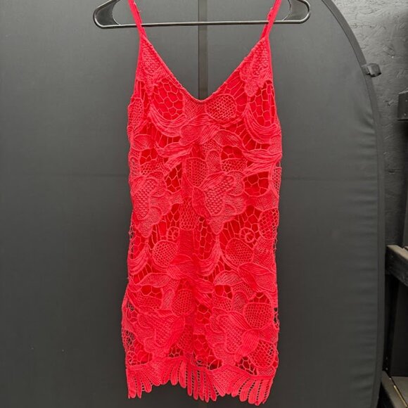 Express Red Floral Lace Dress - Picture 1 of 5